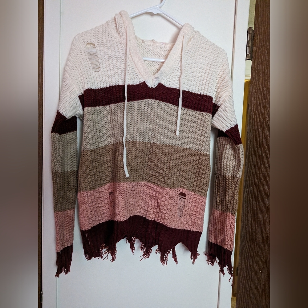 Striped Knit Hoodie